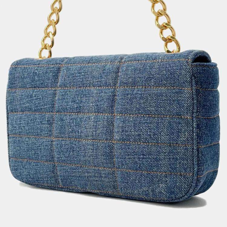 Pre Owned  Celine Blue Denim Chain Shoulder Bag 