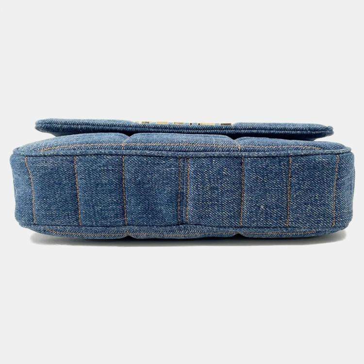 Pre Owned  Celine Blue Denim Chain Shoulder Bag 