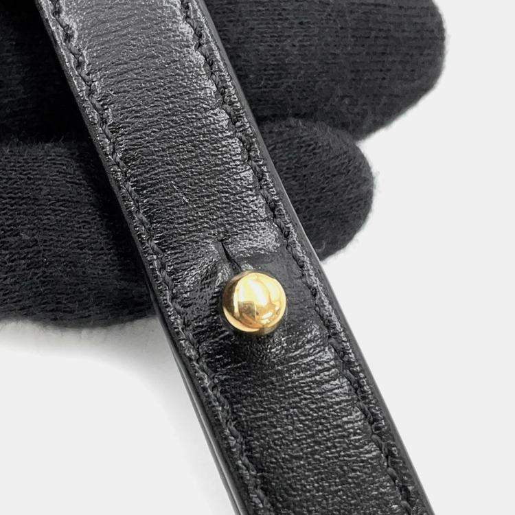 Pre Owned Celine Triomphe Claude Black Leather Mini Shoulder Bag 