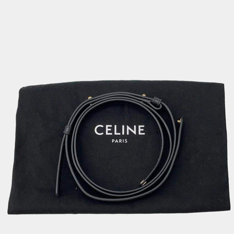 Pre Owned Celine Triomphe Claude Black Leather Mini Shoulder Bag 