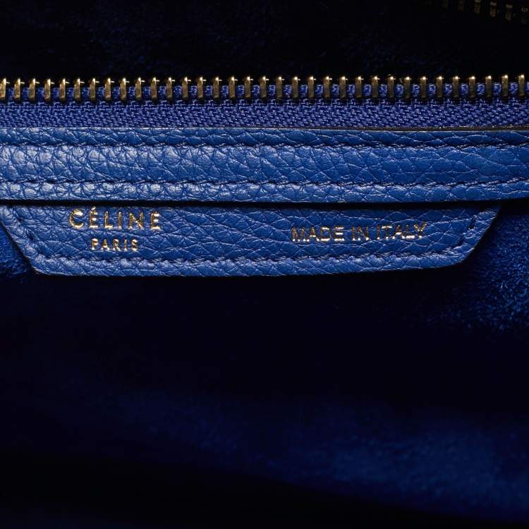 Pre Owned Celine Blue Leather Micro Luggage Tote