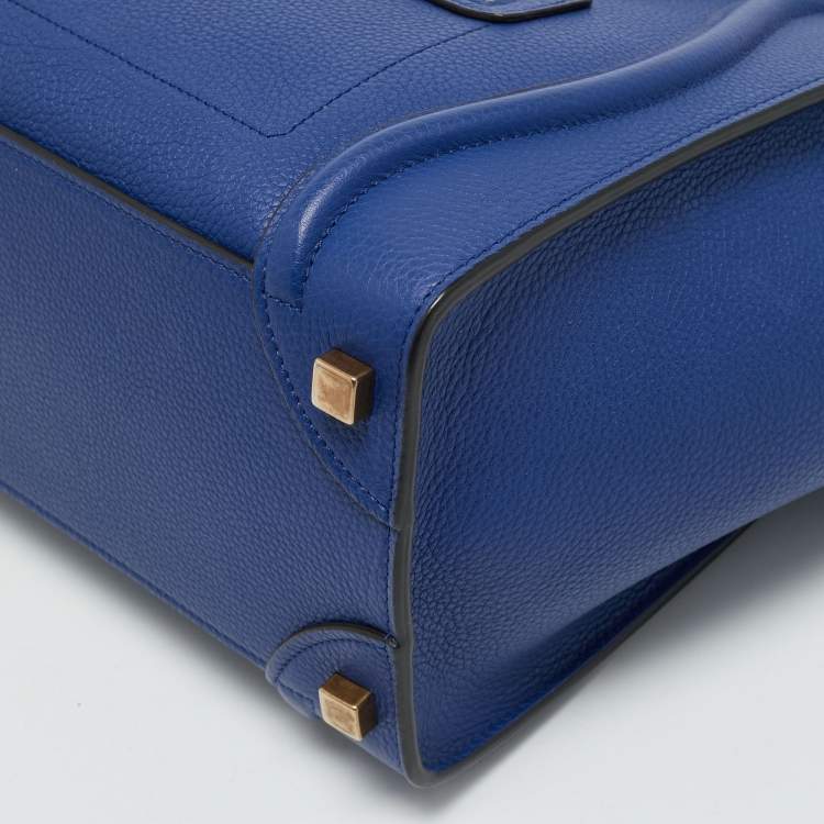 Pre Owned Celine Blue Leather Micro Luggage Tote