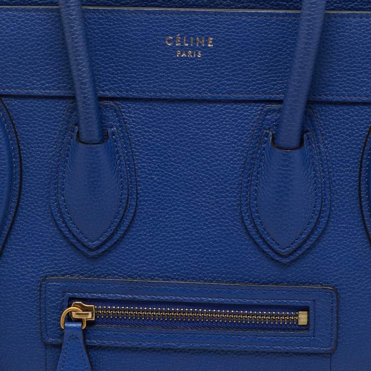 Pre Owned Celine Blue Leather Micro Luggage Tote