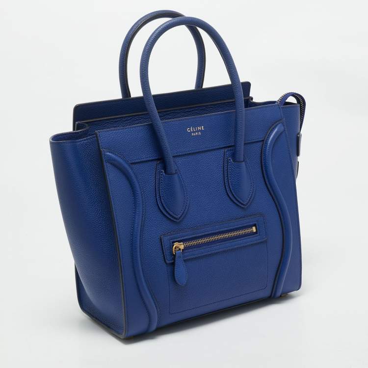 Pre Owned Celine Blue Leather Micro Luggage Tote