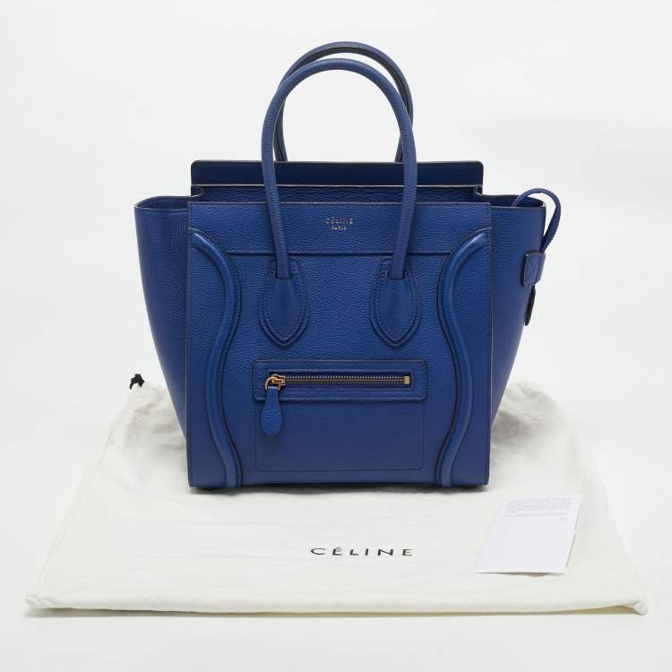 Pre Owned Celine Blue Leather Micro Luggage Tote