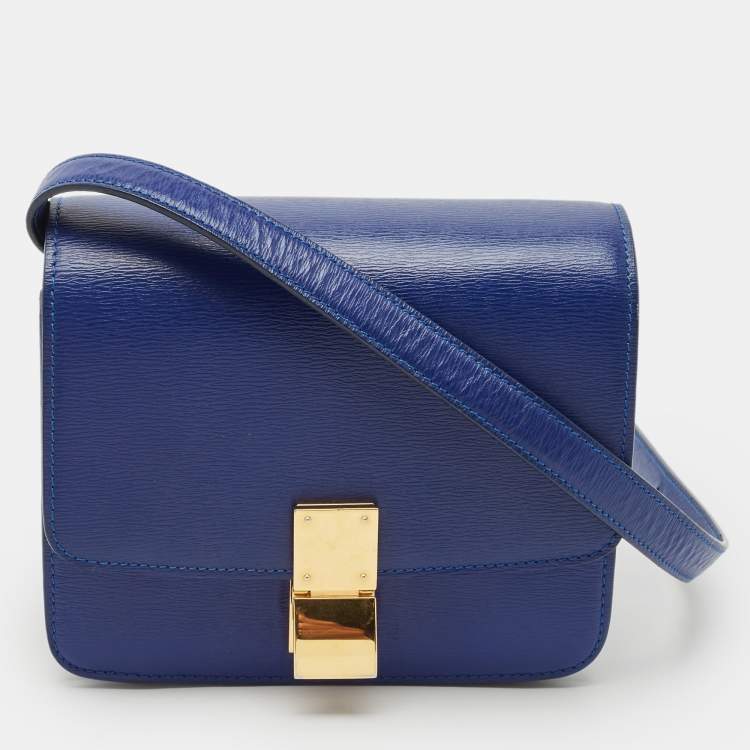 Pre Owned Celine Blue Leather Small Classic Box Flap Bag
