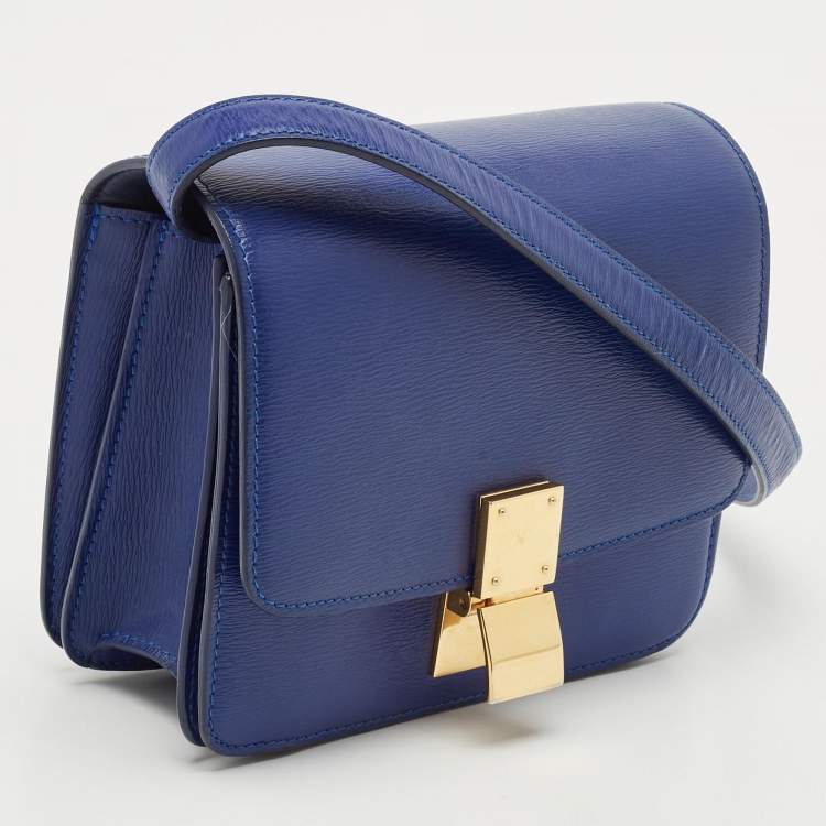 Pre Owned Celine Blue Leather Small Classic Box Flap Bag