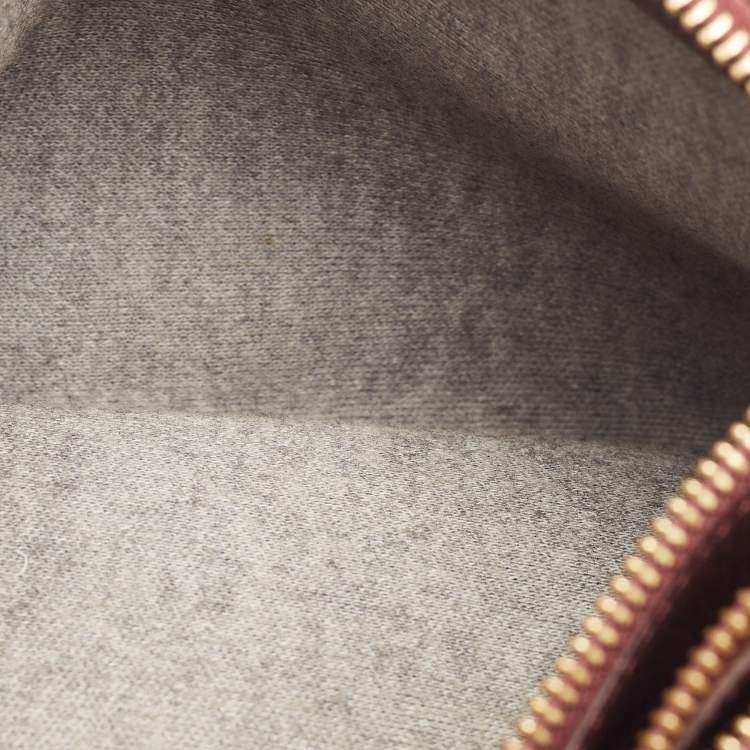 Pre Owned Celine Burgundy Leather Small Trio Crossbody Bag