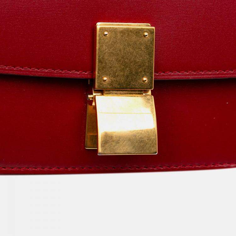 Pre Owned Celine Red Small Calfskin Classic Box