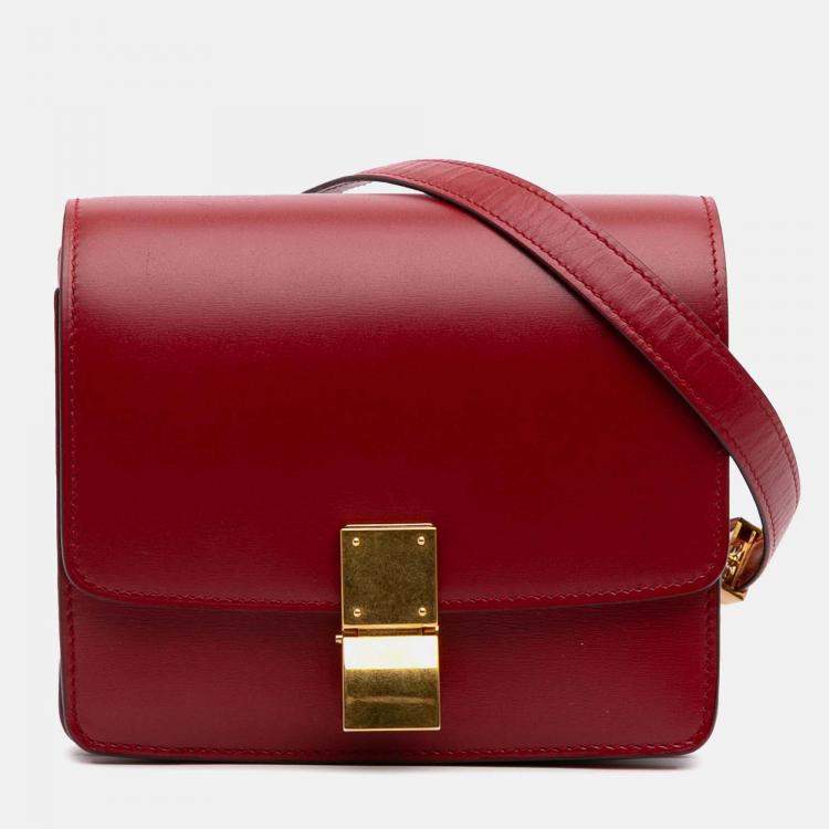 Pre Owned Celine Red Small Calfskin Classic Box