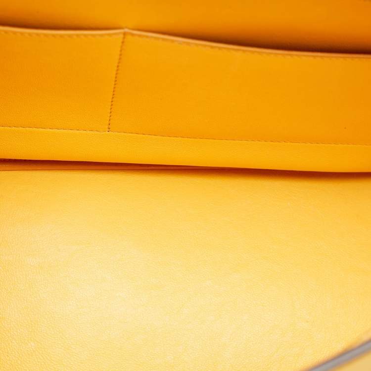 Pre Owned Celine Yellow Leather and Suede Medium Trapeze Top Handle Bag