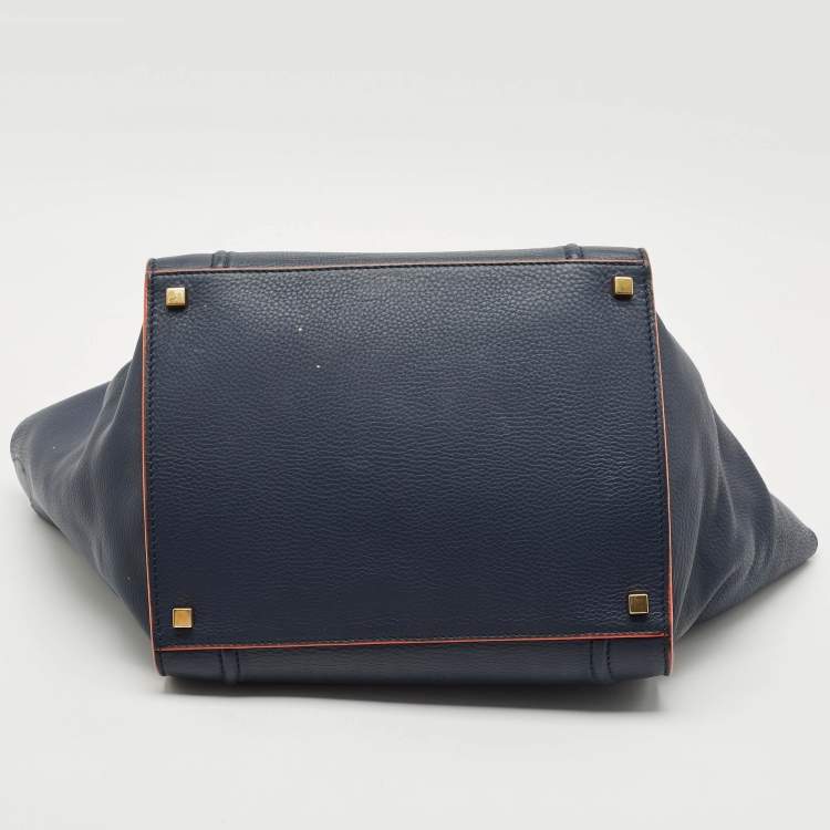 Pre Owned Celine Navy Blue Leather Medium Phantom Luggage Bag