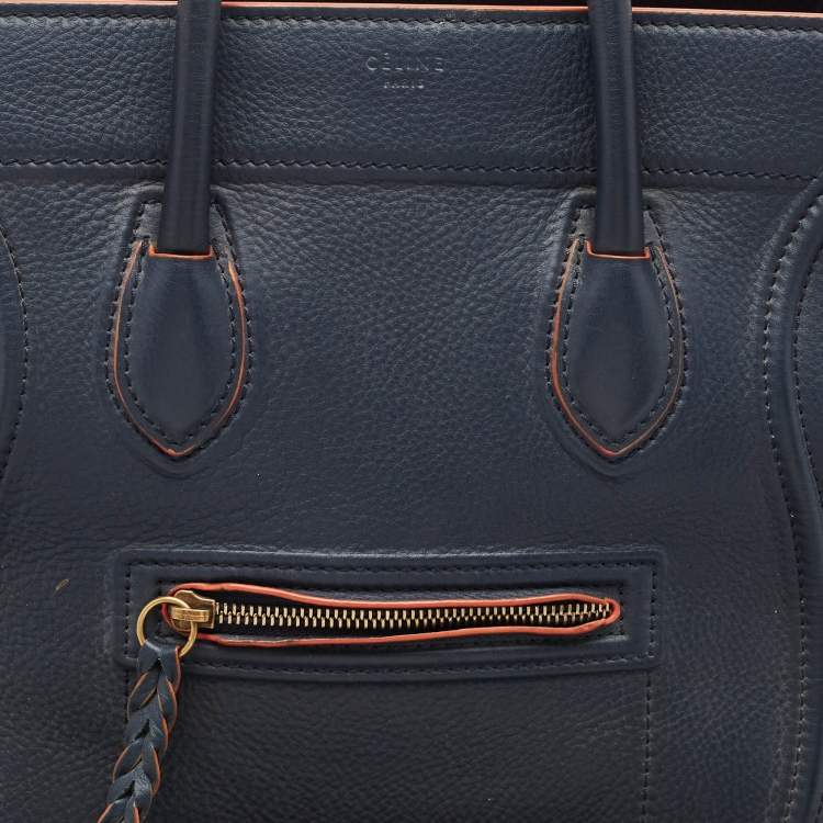 Pre Owned Celine Navy Blue Leather Medium Phantom Luggage Bag