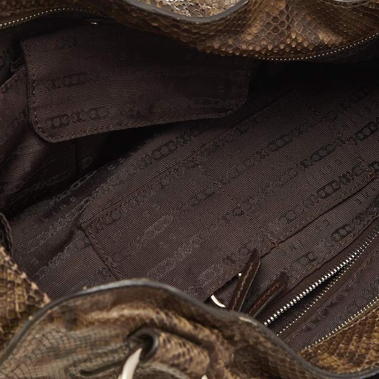 Pre Owned Celine Olive Green Python Bittersweet Hobo