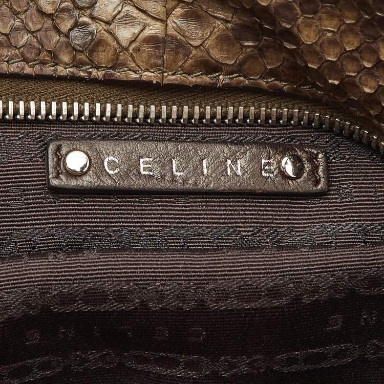 Pre Owned Celine Olive Green Python Bittersweet Hobo