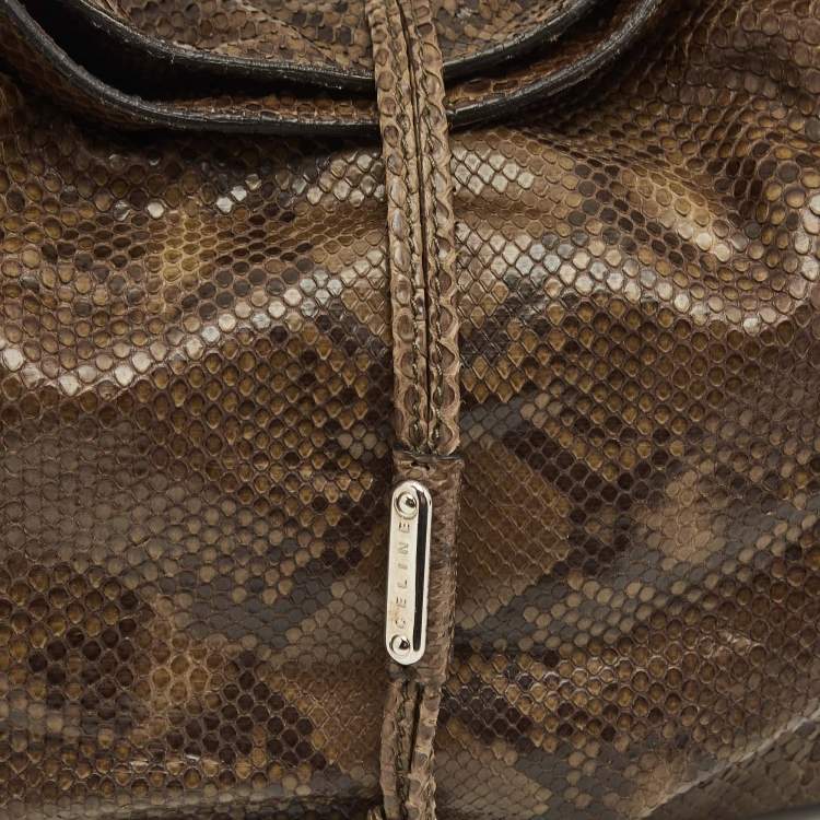 Pre Owned Celine Olive Green Python Bittersweet Hobo
