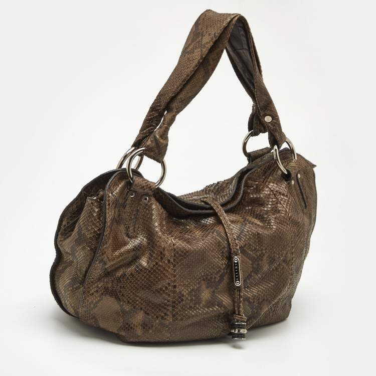 Pre Owned Celine Olive Green Python Bittersweet Hobo