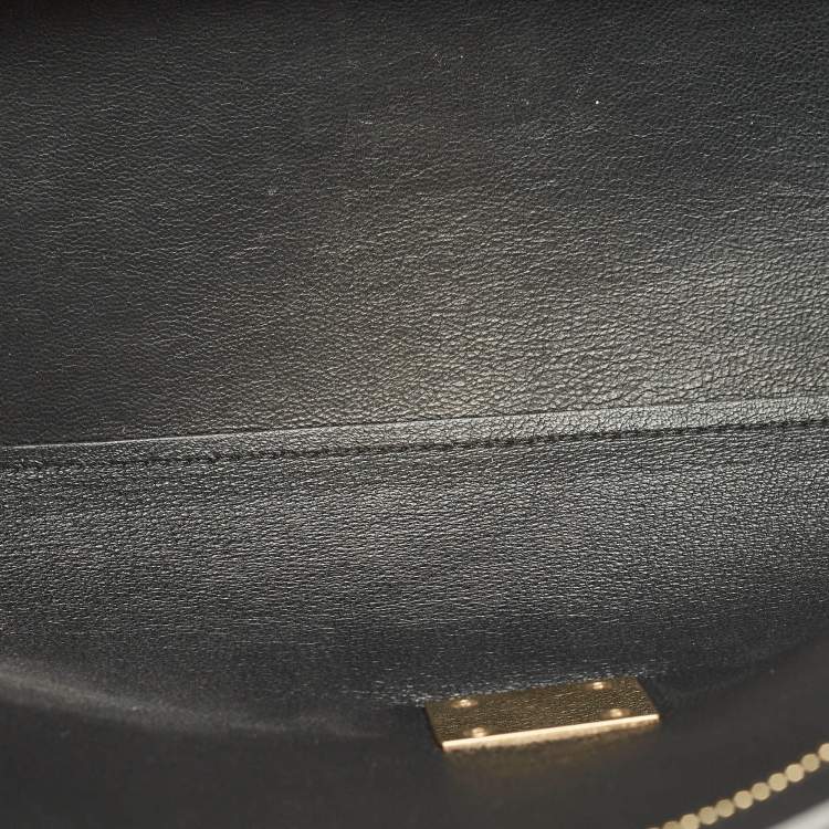 Pre Owned Celine Blue/Black Python, Leather and Suede Medium Trapeze Top Handle Bag