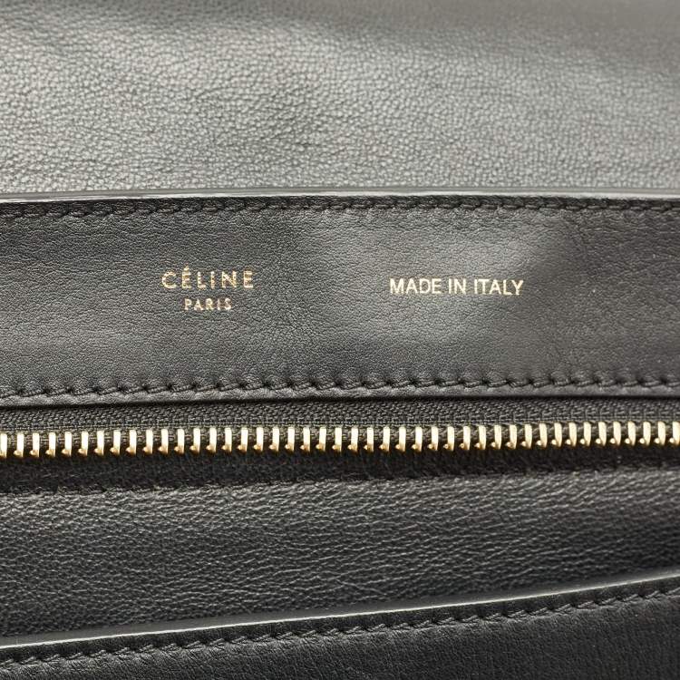Pre Owned Celine Blue/Black Python, Leather and Suede Medium Trapeze Top Handle Bag