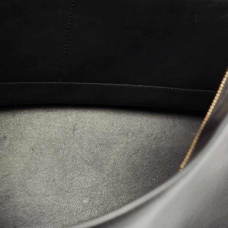 Pre Owned Celine Blue/Black Python, Leather and Suede Medium Trapeze Top Handle Bag