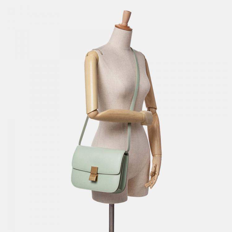 Pre Owned Celine Green Medium Calfskin Classic Box