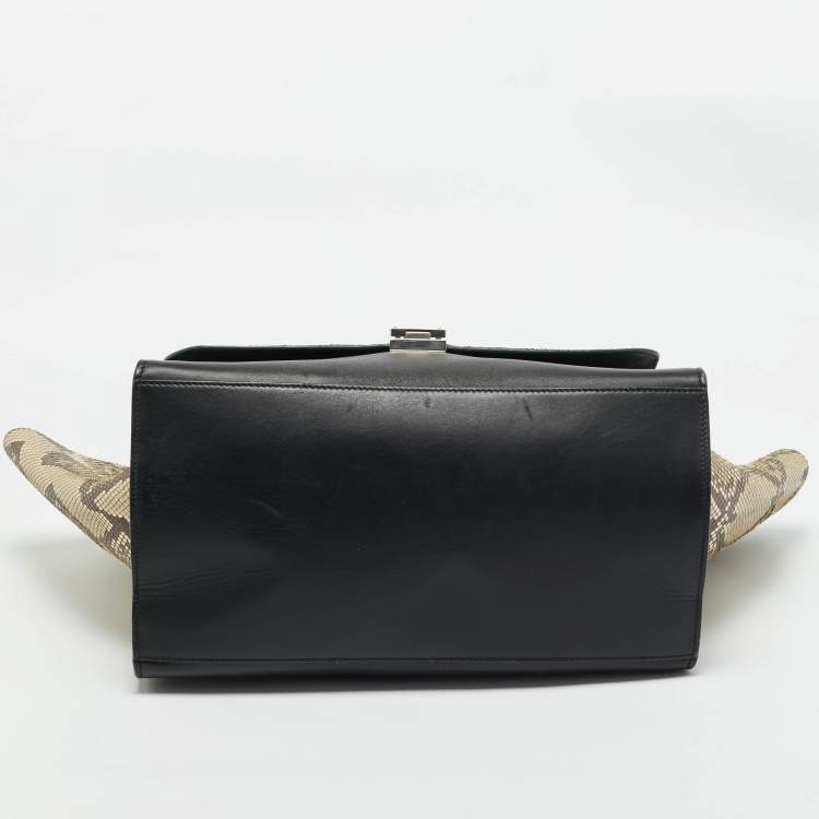 Pre Owned Celine Tricolor Python and Leather Large Trapeze Top Handle Bag