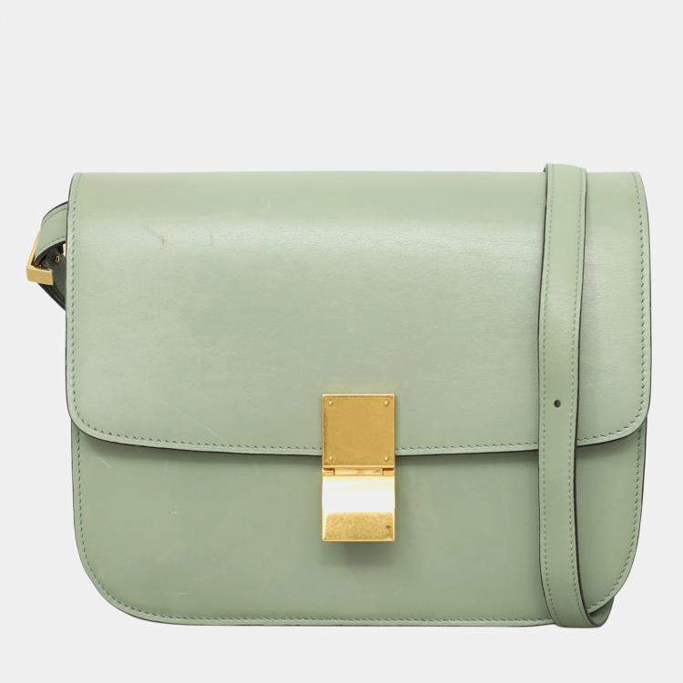 Pre Owned Celine Green Leather Box Bag