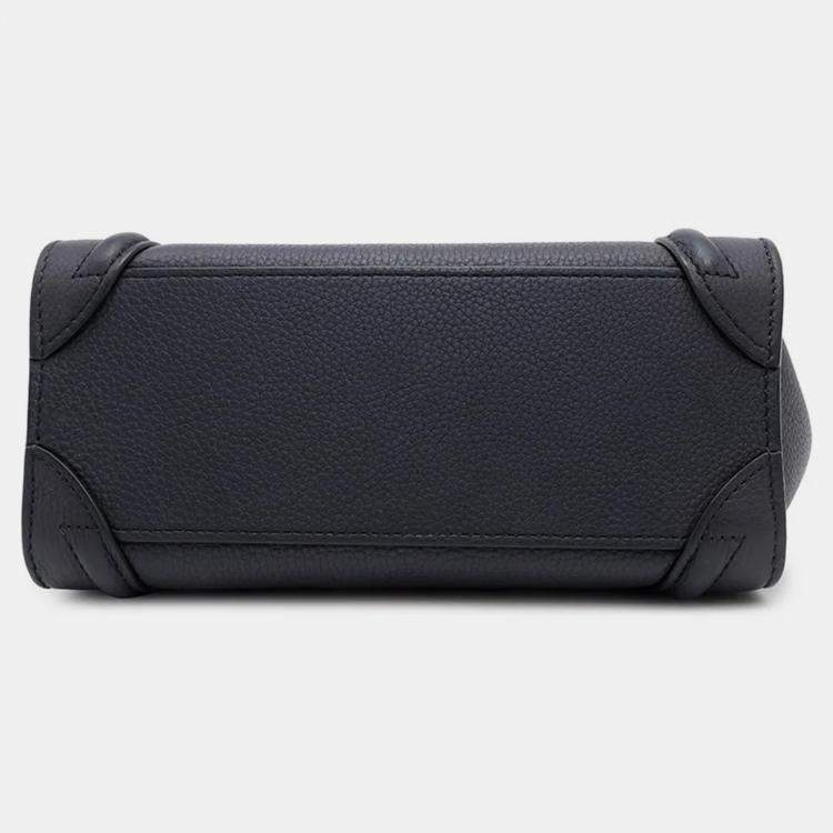 Pre Owned Celine Navy Leather Nano Luggage Shopper Tote
