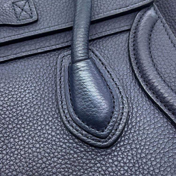 Pre Owned Celine Navy Leather Nano Luggage Shopper Tote