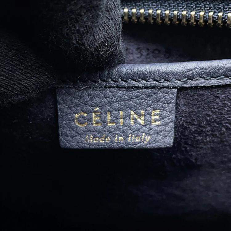 Pre Owned Celine Navy Leather Nano Luggage Shopper Tote
