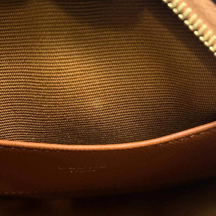 Pre Owned Celine Triomphe Round Tan PVC Coated Canvas Shoulder Bag