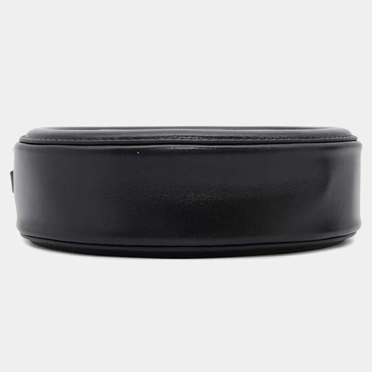Pre Owned Celine Cuir Triomphe Oval Black Leather Shoulder Bag