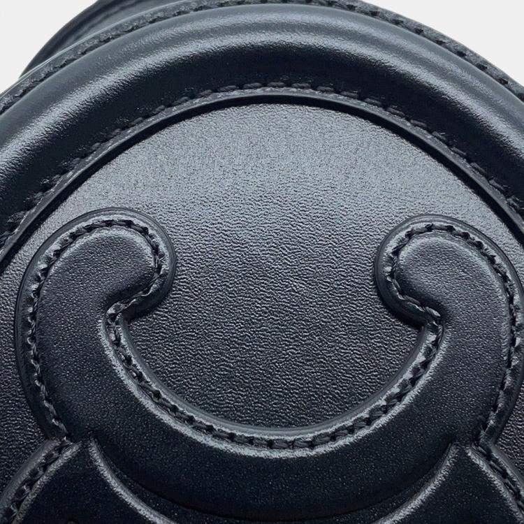 Pre Owned Celine Cuir Triomphe Oval Black Leather Shoulder Bag