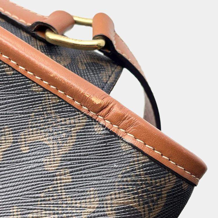 Pre Owned Celine Triomphe Falco Medium Tan PVC and Leather Shoulder Bag