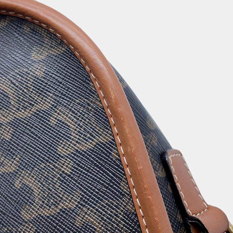 Pre Owned Celine Triomphe Falco Medium Tan PVC and Leather Shoulder Bag