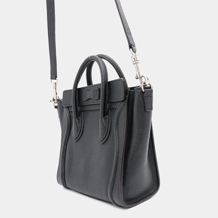 Pre Owned Celine Luggage Shopper Nano Black Leather Tote Bag