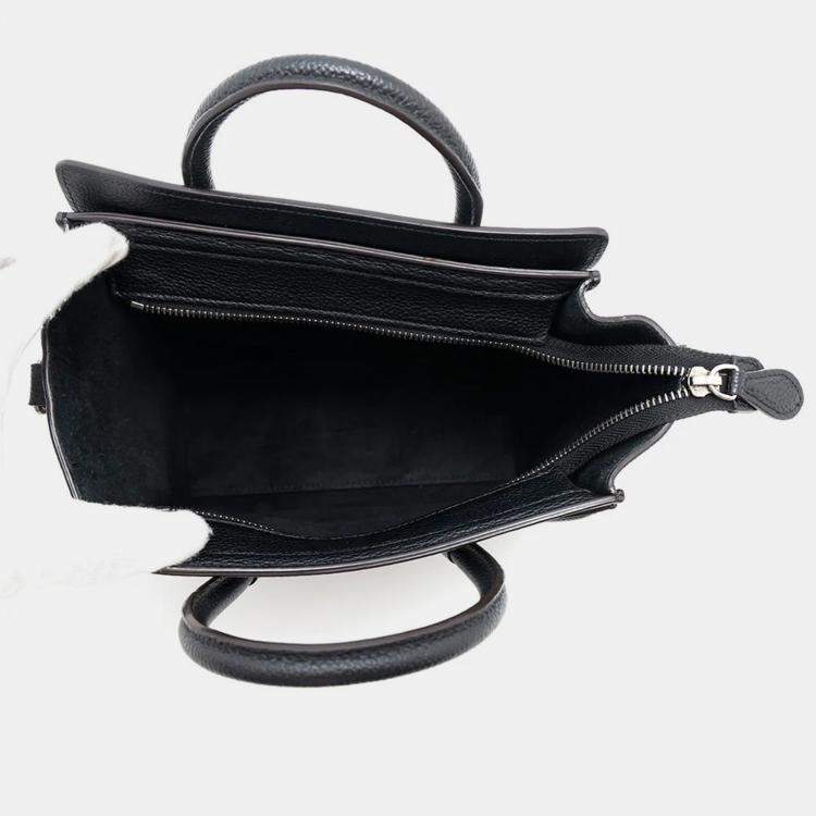Pre Owned Celine Luggage Shopper Nano Black Leather Tote Bag
