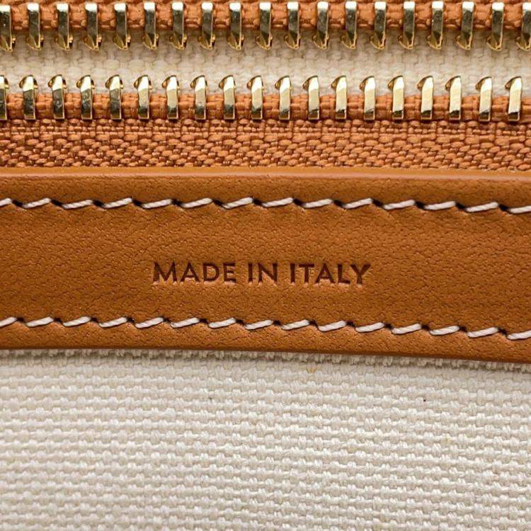 Pre Owned Celine Horizontal Cabas White/Brown Canvas Leather Tote Bag