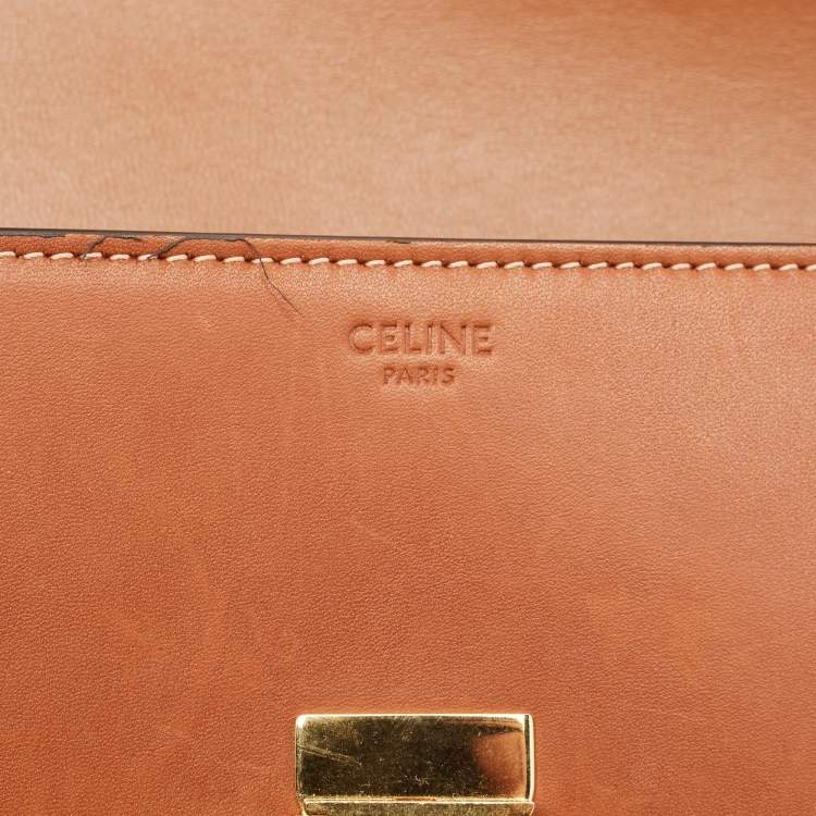 Pre Owned Celine Brown Leather Triomphe Claude Shoulder Bag