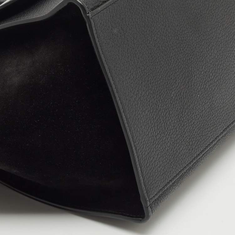 Pre Owned Celine Black Leather and Suede Medium Trapeze Top Handle Bag