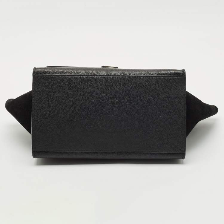 Pre Owned Celine Black Leather and Suede Medium Trapeze Top Handle Bag