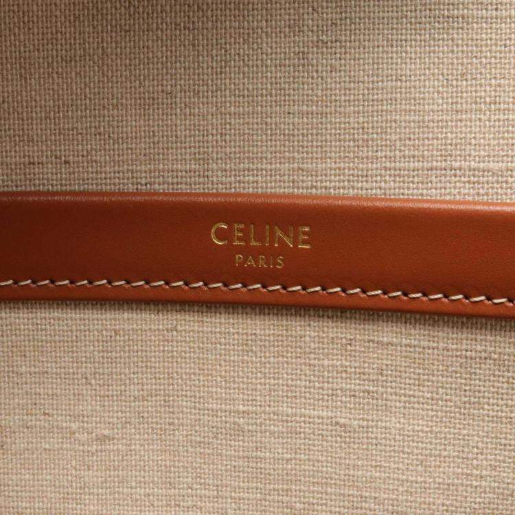 Pre Owned Celine Cabas Beige Ivory Black Canvas Tote Bag