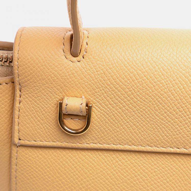 Pre Owned Celine Yellow Pico Grained Calfskin Belt Bag