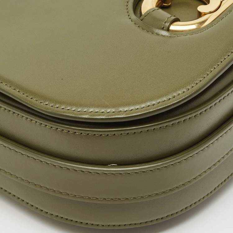 Pre Owned Celine Army Green Leather Medium Maillon Flap Crossbody Bag