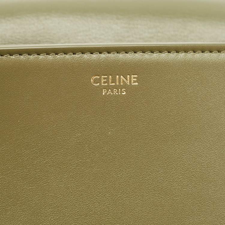 Pre Owned Celine Army Green Leather Medium Maillon Flap Crossbody Bag
