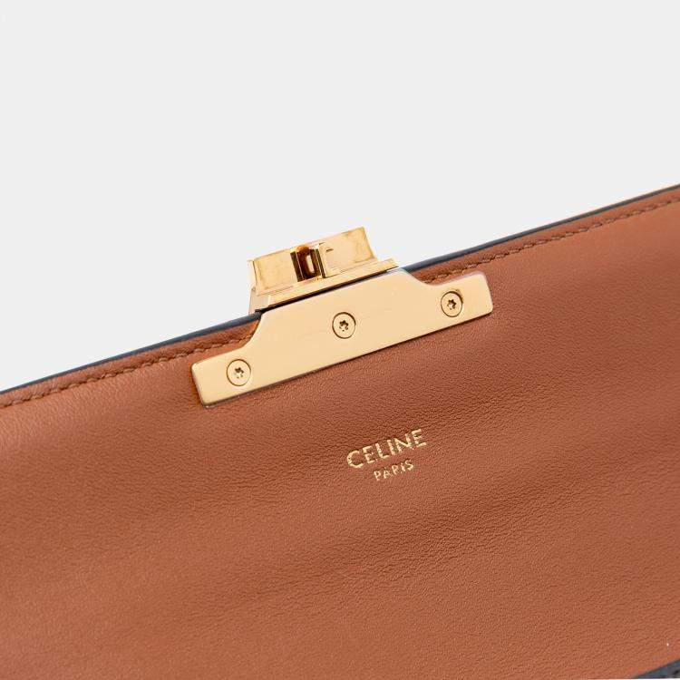 Pre Owned Celine Brown Triomphe Coated Canvas Chain Shoulder Bag