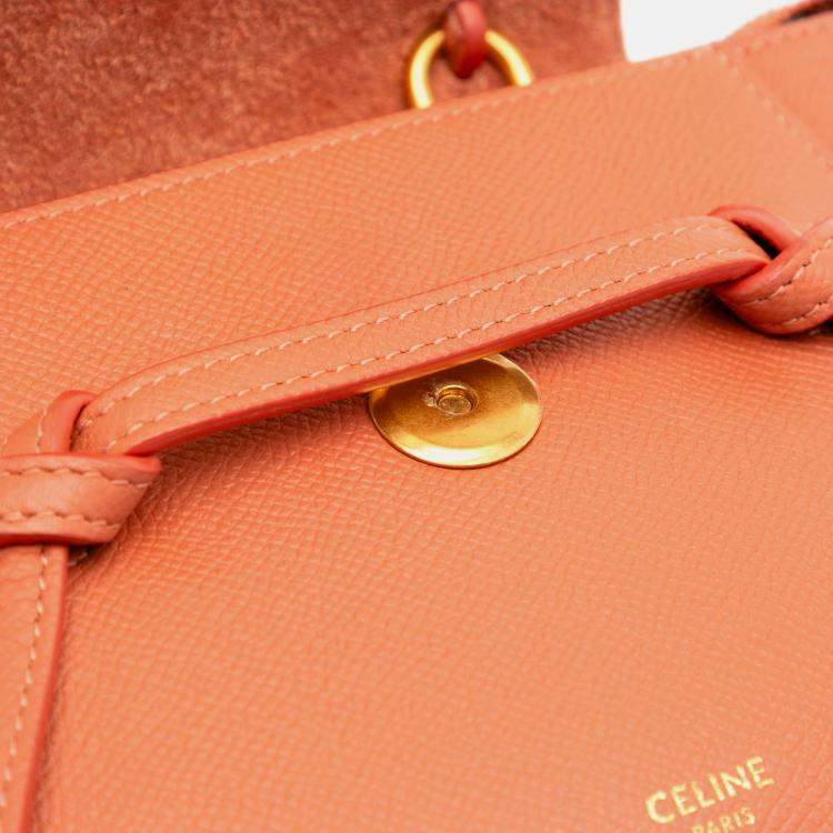 Pre Owned Celine Orange Pico Grained Calfskin Belt Bag