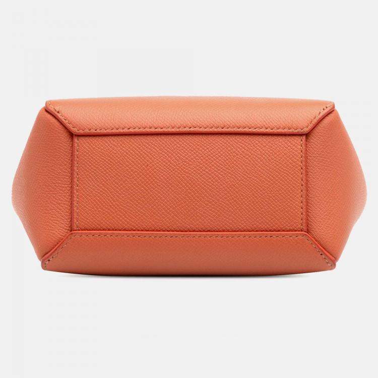 Pre Owned Celine Orange Pico Grained Calfskin Belt Bag