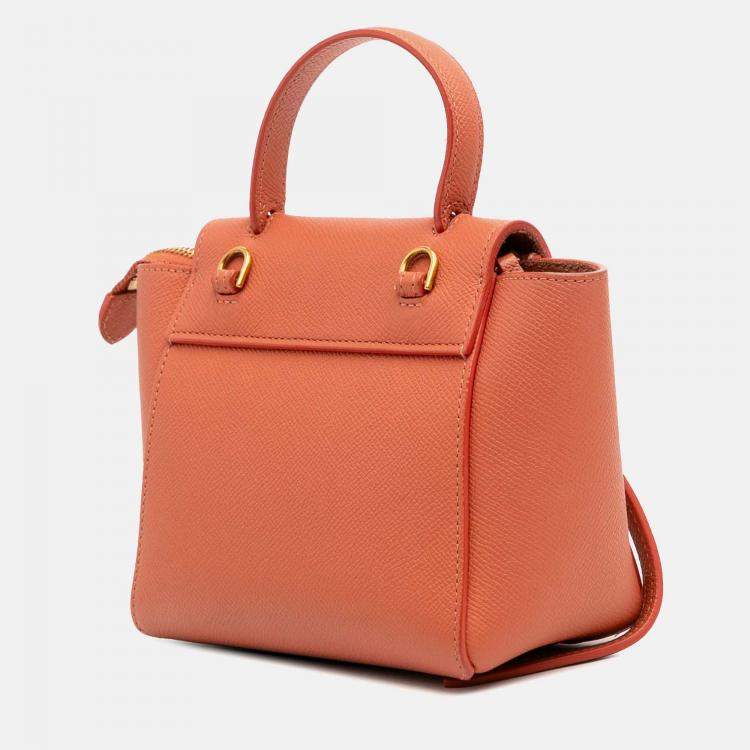 Pre Owned Celine Orange Pico Grained Calfskin Belt Bag