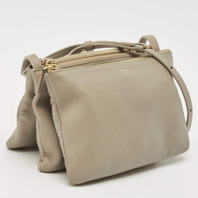 Pre Owned Celine Beige Leather Small Trio Crossbody Bag